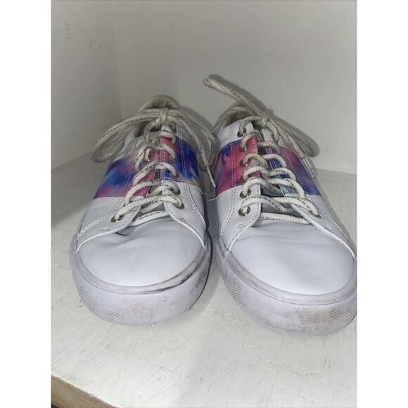 Women’s GUESS White & Multicolor Tie Dye Sneakers Sz 8 - Picture 2 of 7
